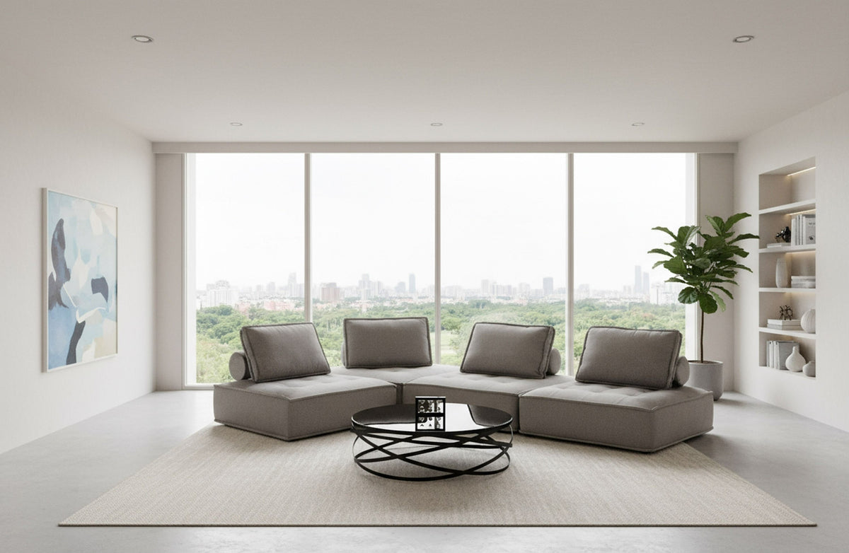 Odile Modern Grey Modular 4-Piece Sectional Sofa