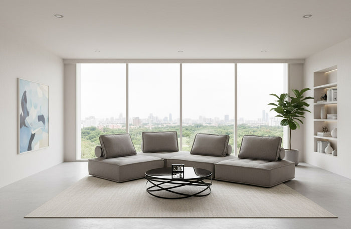 Odile Modern Grey Modular 4-Piece Sectional Sofa