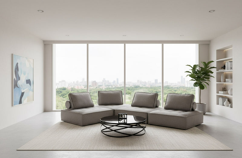 Odile Modern Grey Modular 4-Piece Sectional Sofa