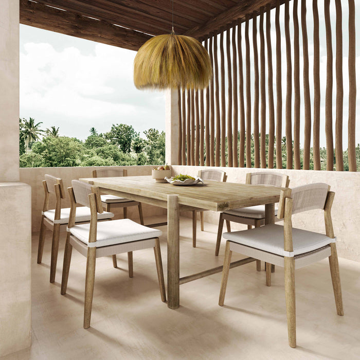 Spirah Light Teak Outdoor Rectangular Dining Table