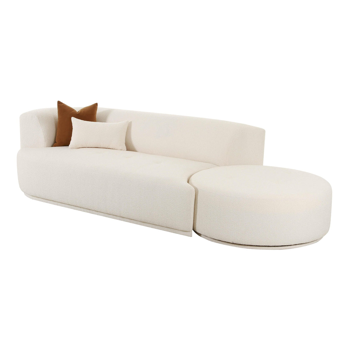 Pablo 112.2" Plush Cream Boucle 2-Piece Chaise Modular LAF Sofa