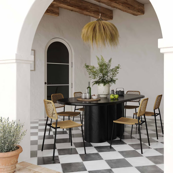 Bella Black Faux Plaster Oval Dining Table