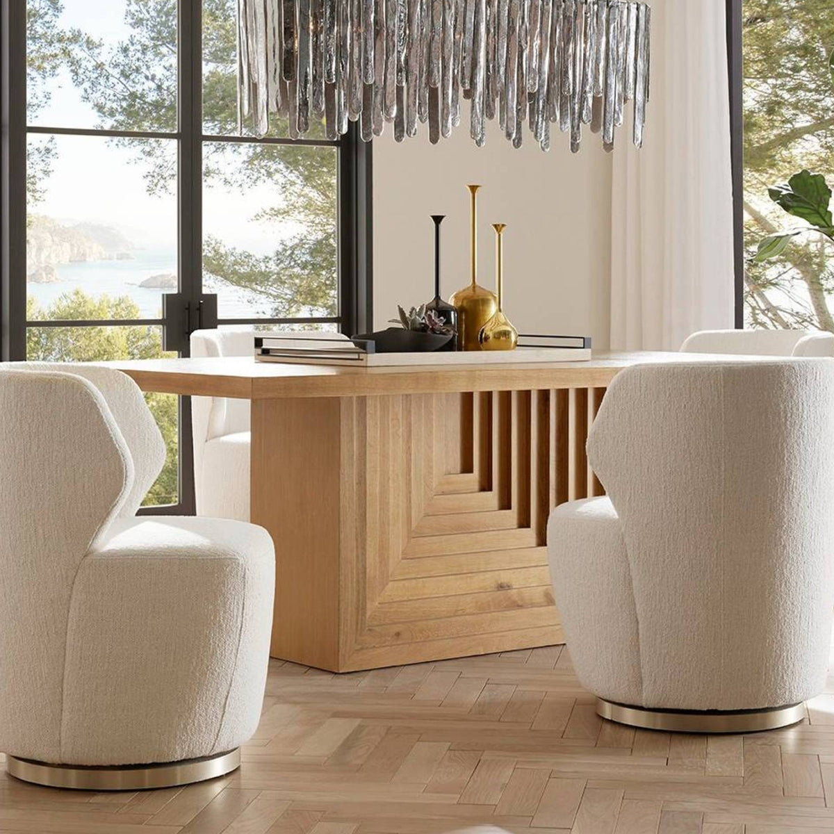 Crockett 80" Rectangular Pedestal Dining Table