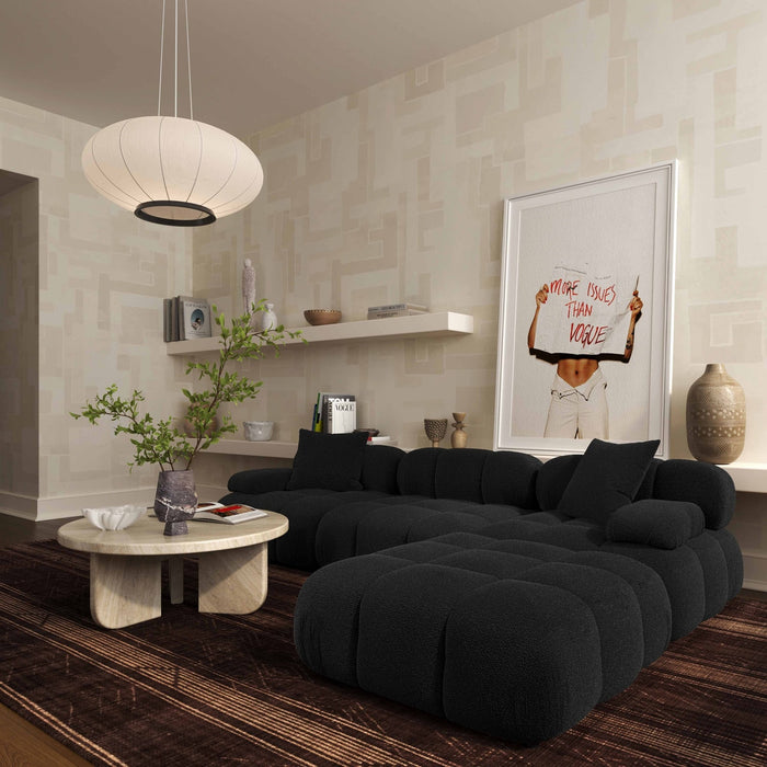 Vogue Black Vegan Shearling Modular Ottoman