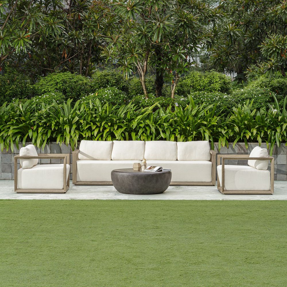 Richie White & Weathered Grey Ooutdoor Lounge Chair