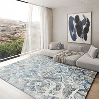 Anna Blue/Silver/Ivory Modern Area Rug - Elegance Collection