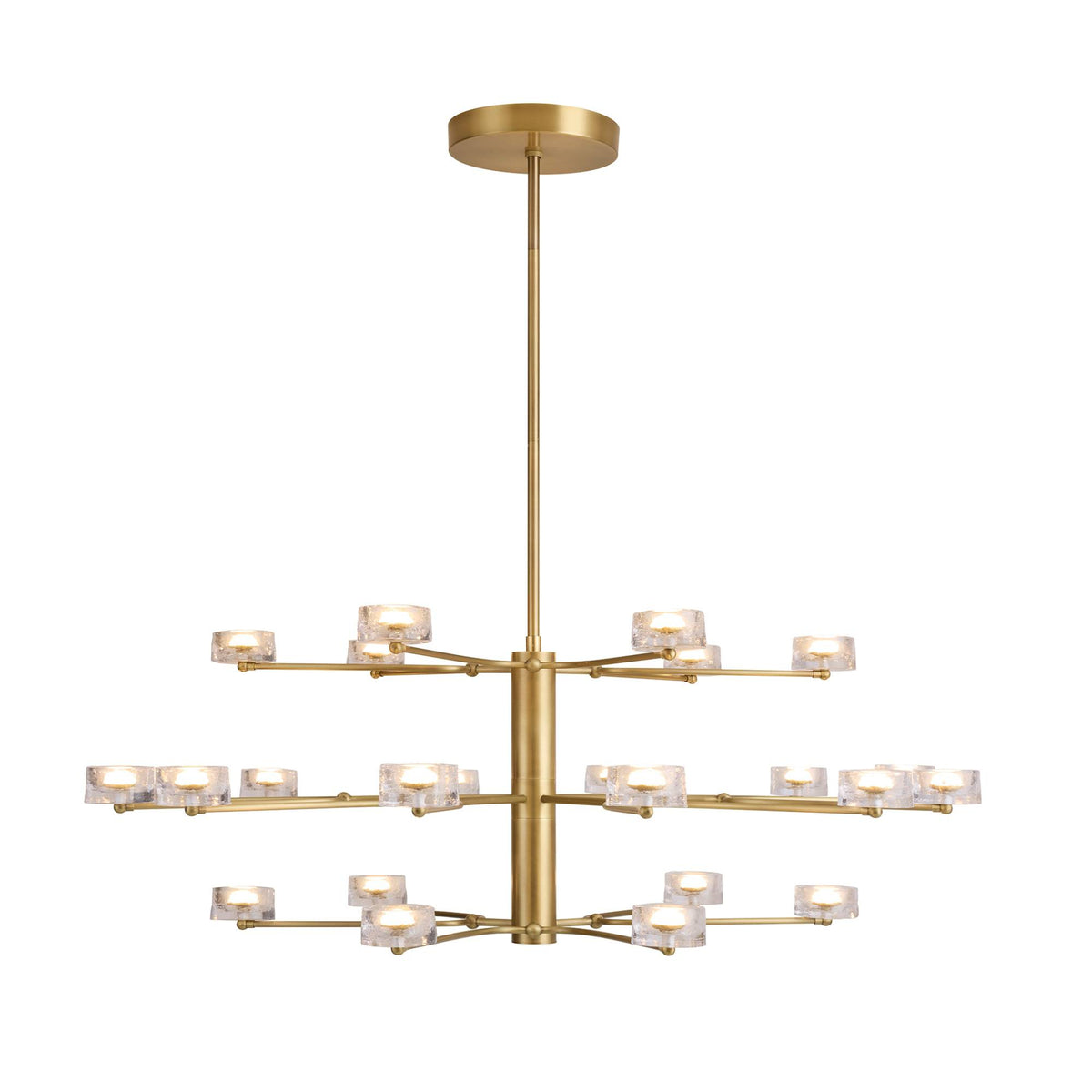 Glacielle 54" Antique Brass & Glass Chandelier