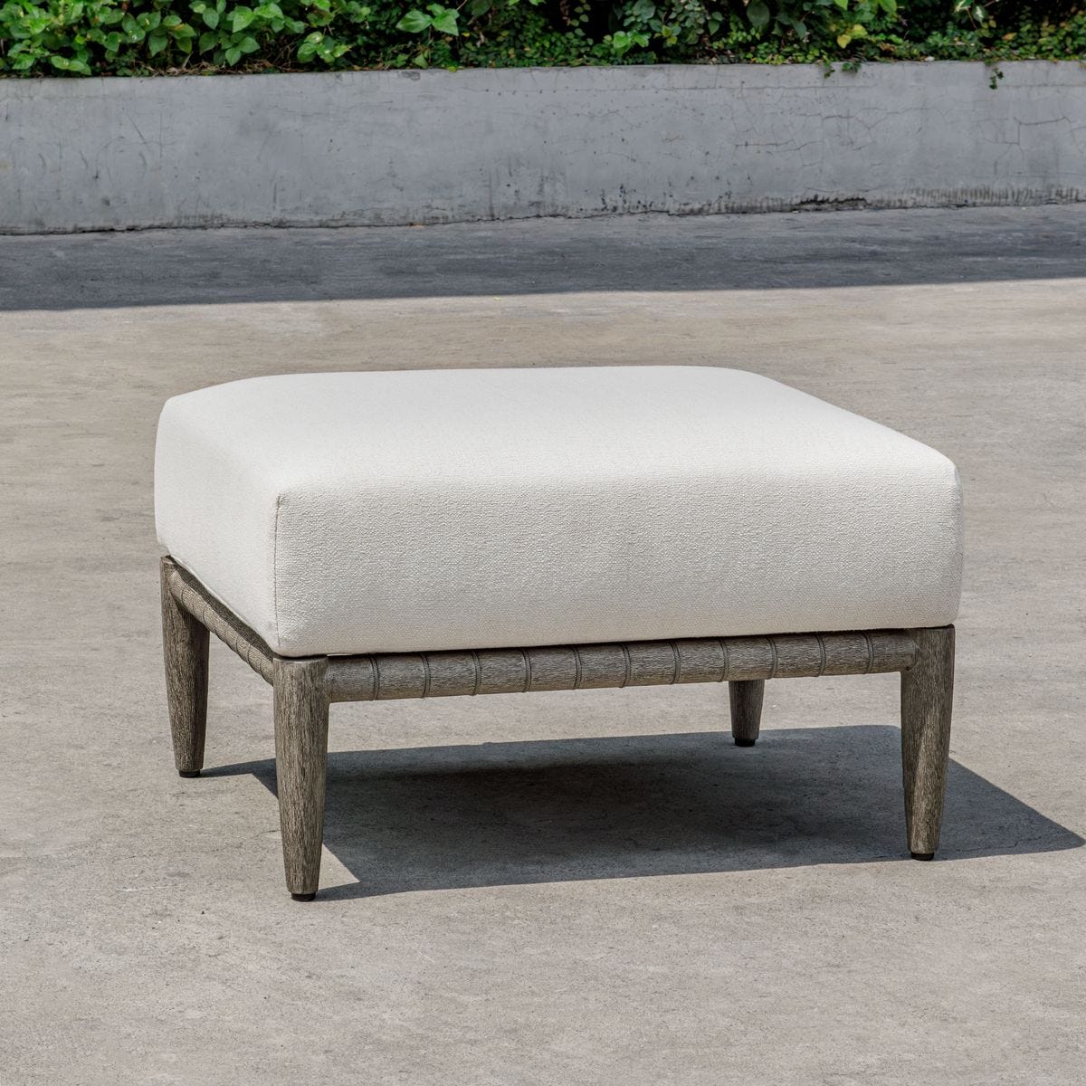 Clara White & Grey Outdoor Ottoman