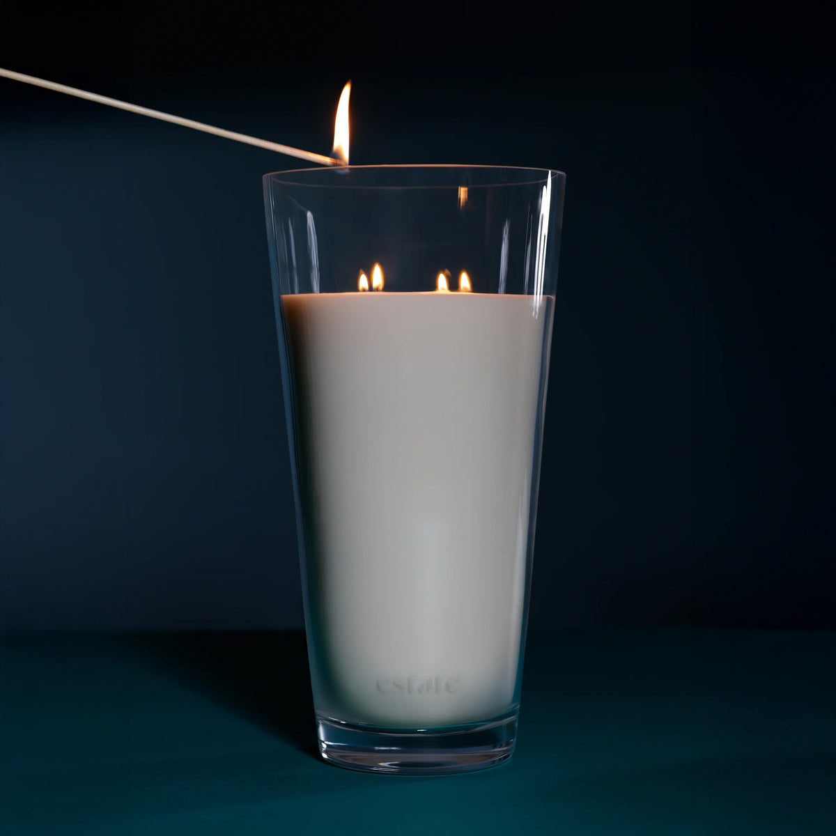 Estate Large Candle - 115 oz Clear/Aqua (Set 0f 2)
