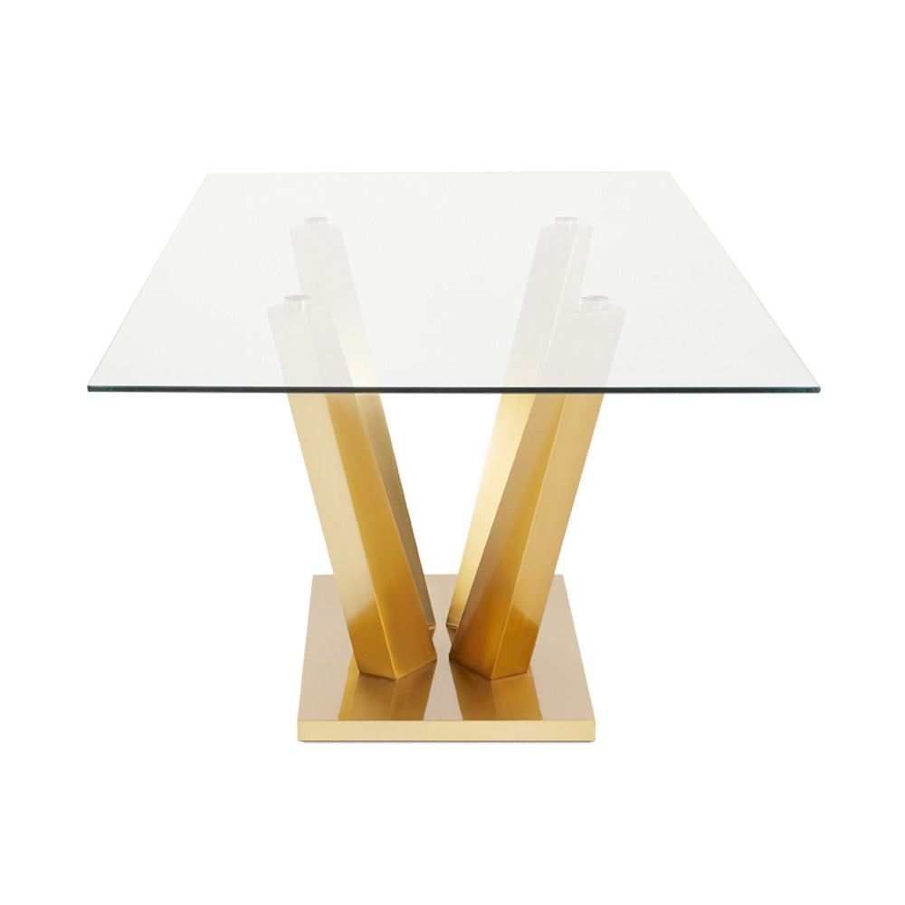 Zola Glass & Gold Rectangular Dining Table