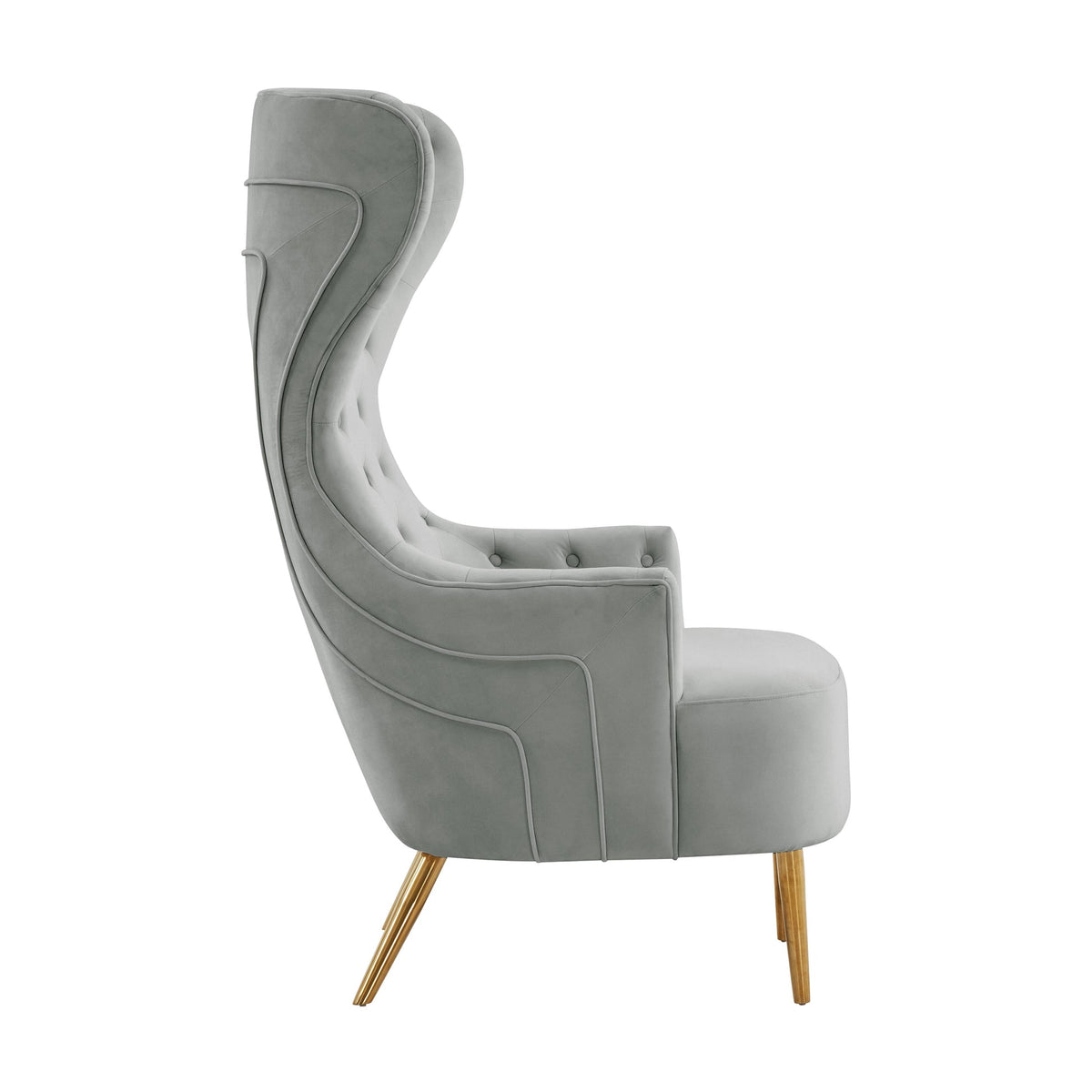 Banu Grey Velvet Wingback Chair - Luxury Living Collection