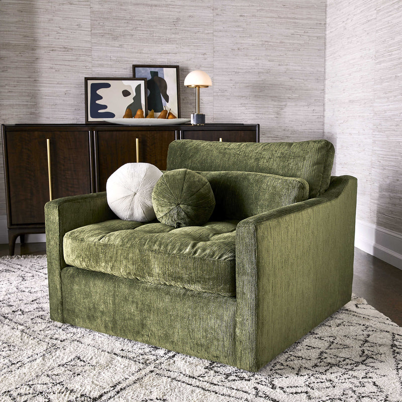 Luxxe Olive Green Swivel Chair