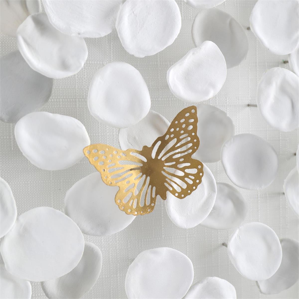 Amalea Linen Petals & Brass Butterflies Wall Art