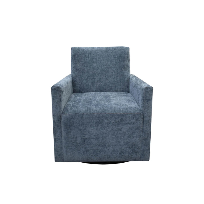 Lillee Blue Chenille Swivel Accent Chair