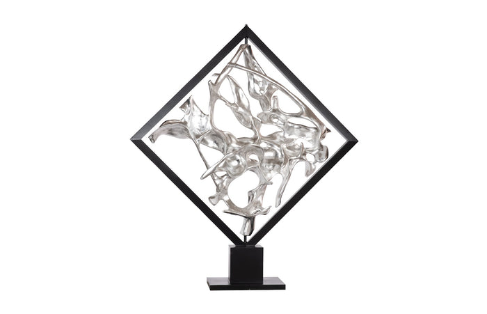 Wyn Revolving Silver Leaf Cast Root Sculpture