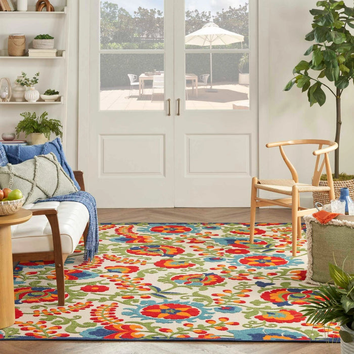 Annitra Indoor/Outdoor  Multicolor Summer Blosoms Area Rug - Elegance Collection