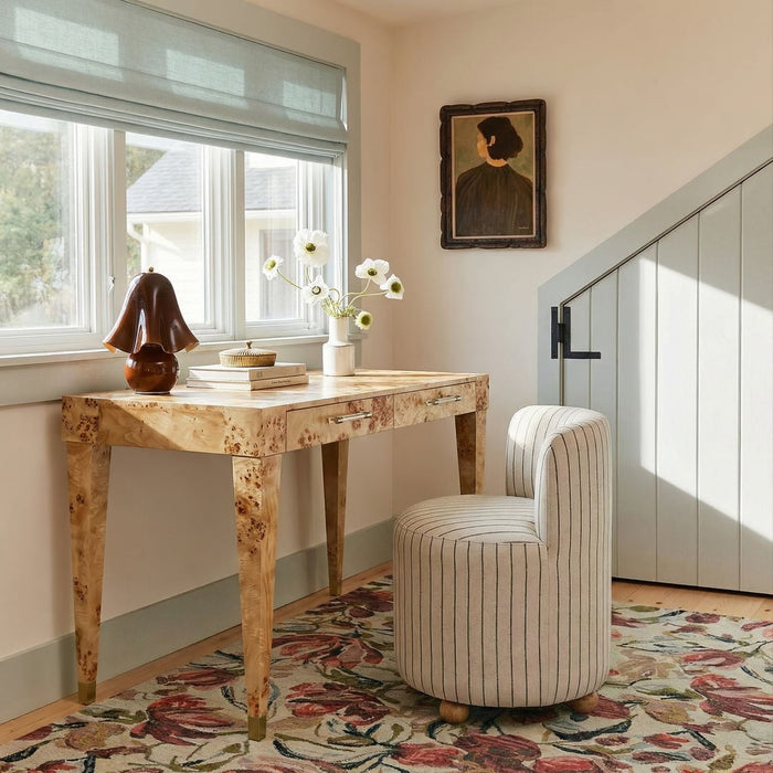 Halieh Black and White Striped Linen Desk Chair