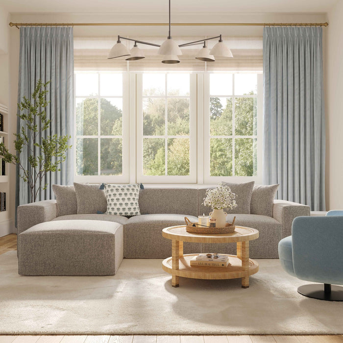 Mindy Taupe Chenille Basketweave Armless Chair