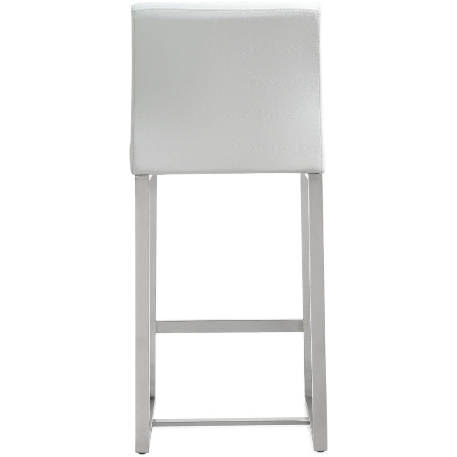 Moriah White Vegan Leather & Steel Counter Stools (Set of 2) - Luxury Living Collection