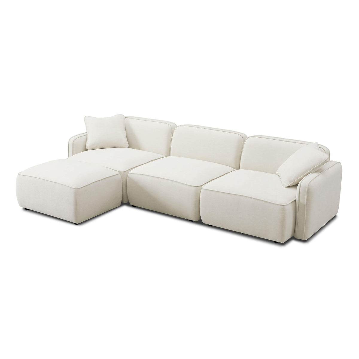 Travie 111.9" Sand Upcycled Performance Linen 4-Piece Modular Sectional