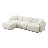 Travie 111.9" Sand Upcycled Performance Linen 4-Piece Modular Sectional