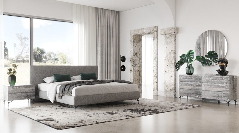 Arisa Italian Modern Grey Fabric Bed
