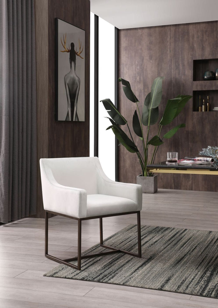 Isabeau Modern Beige & Brass Dining Chair