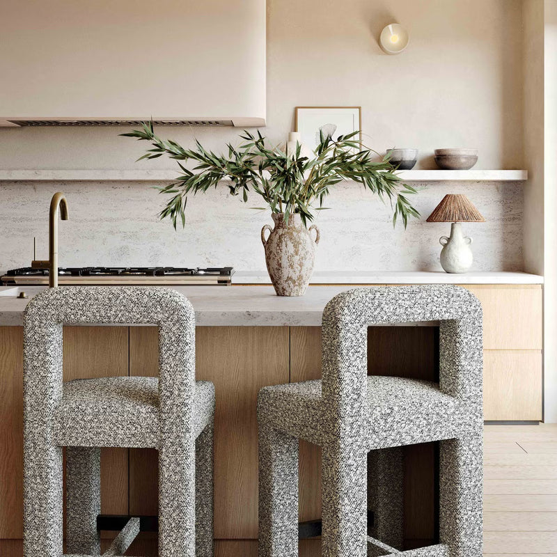 Hazel Grey Boucle Counter Stool