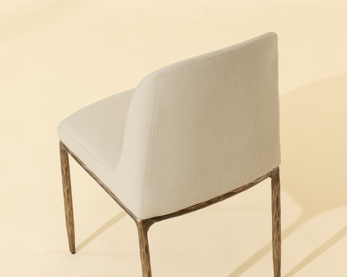 Nestor Cream Performance Fabric & Antique Brass Dining Chair (Set of 2)