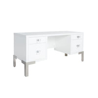 Camilla White Desk with Acrylic & Silver Accents