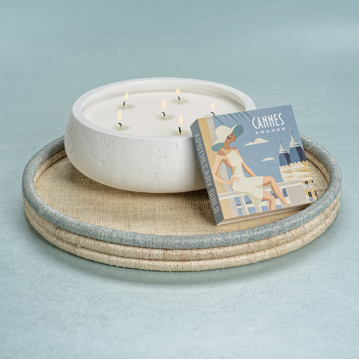 Côte d'Azur White Concrete Scented Candle/6 Wick-45.5 oz (Set of 4)