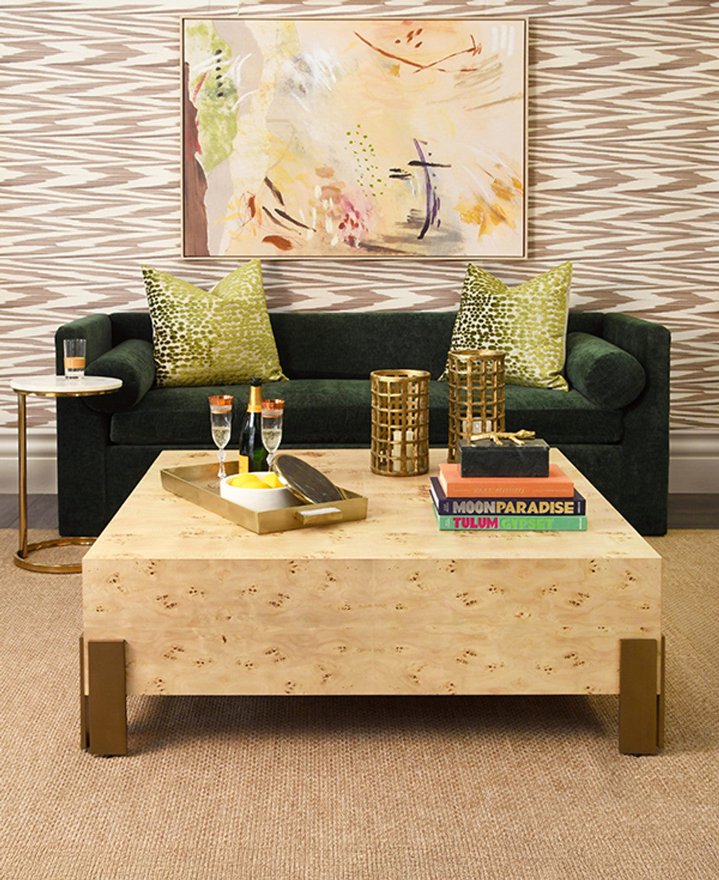 Harriet Burl Wood & Brass Square Coffee Table