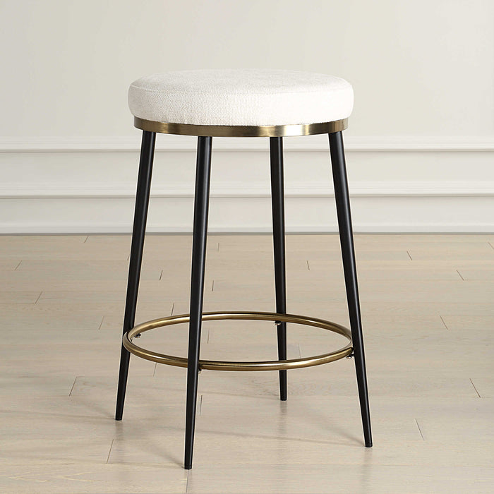 Foster Cream Chenille, Black & Gold Counter Stool