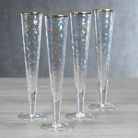 Aperitivo Slim Champagne Flute Luster with Gold Rim - Set of 12