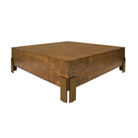 Harriet Dark Burl Wood & Brass Square Coffee Table