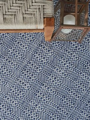 Waves Ivory/Blue Outdoor Area Rug - Elegance Collection