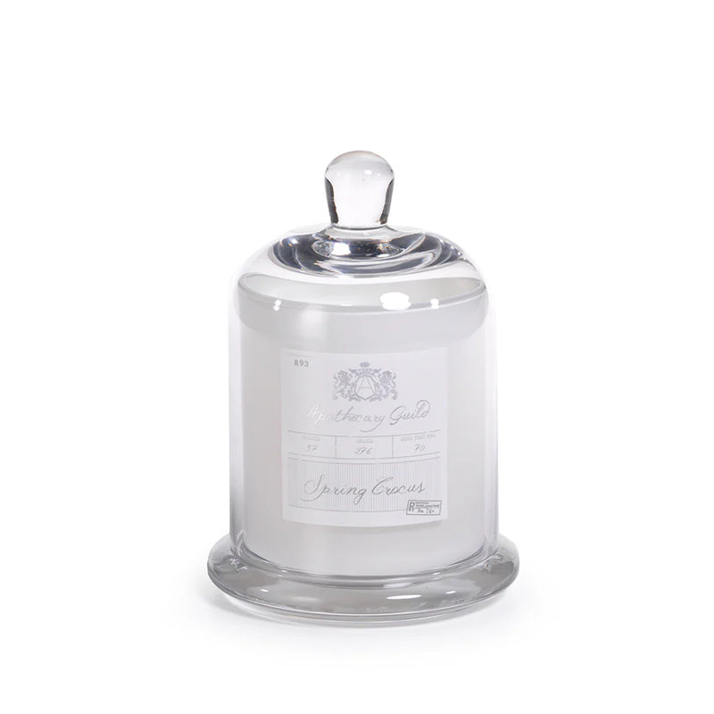 Apothecary Spring Crocus Scented White Candle with Glass Dome (Set 0f 4) (2 Sizes Available)