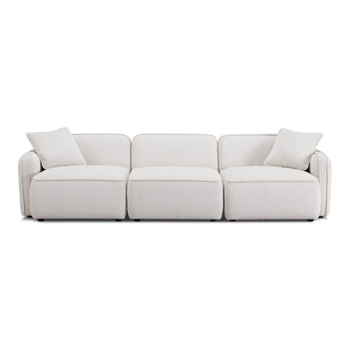 Travie 111" White Sand Performance Corduroy Velvet Modular Sofa