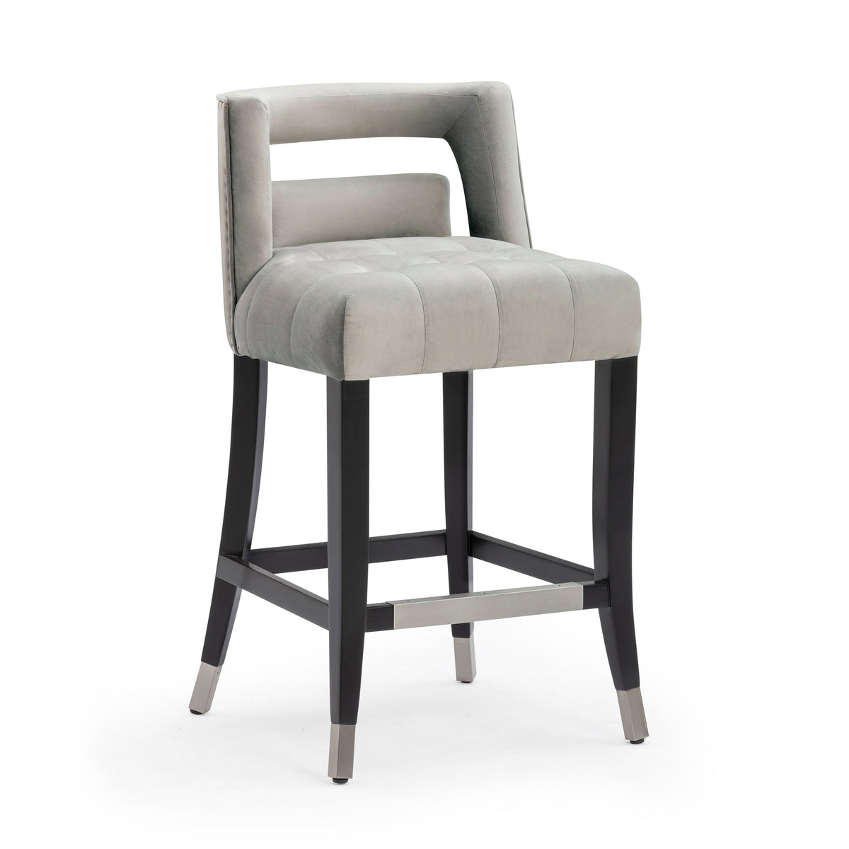 Rina Grey Velvet Counter Stool - Luxury Living Collection