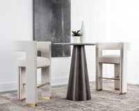 Adamina Light Barley Performance Fabric & Gold Bar Stool