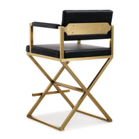 Lila Black Gold Steel Faux Leather Counter Stool - Luxury Living Collection