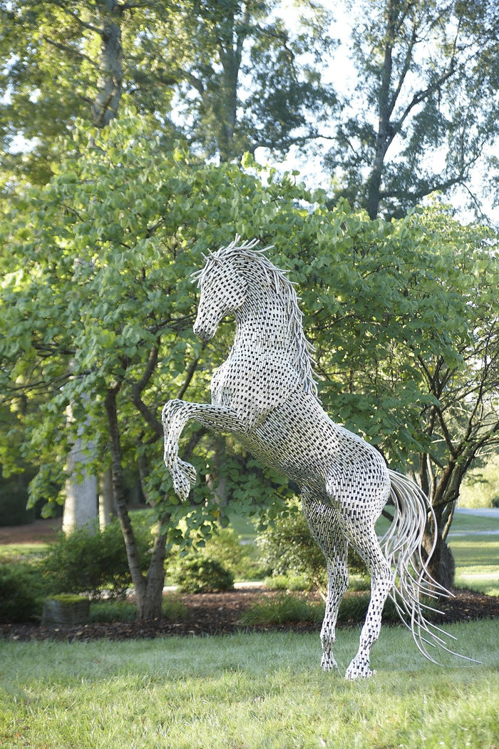 Horse Rearing Stainless Steel Sculpture (Indoor or Outdoor)