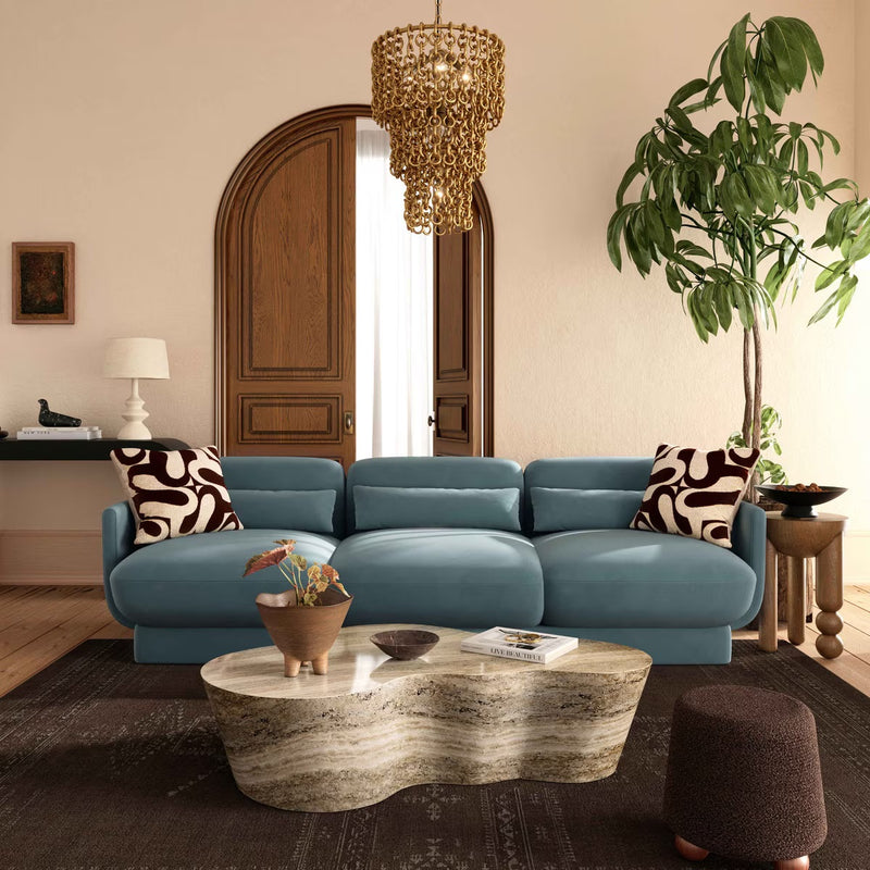 Arnaldo Powder Blue Velvet Sofa