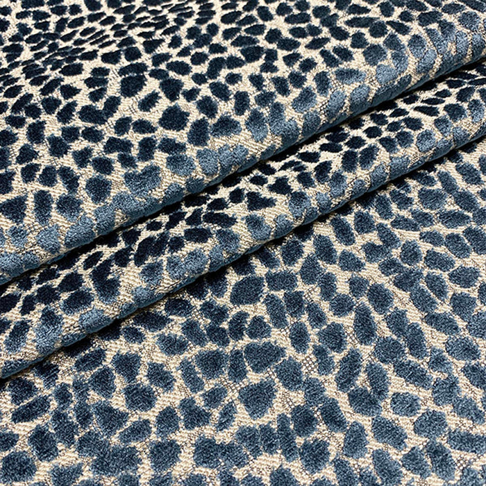 Malia Classic/Modern Large Spotted Navy Custom Upholstered Bench