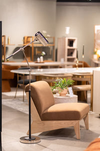 Kenna Mid-Century Modern Camel Velvet & Chestnut Accent Chair