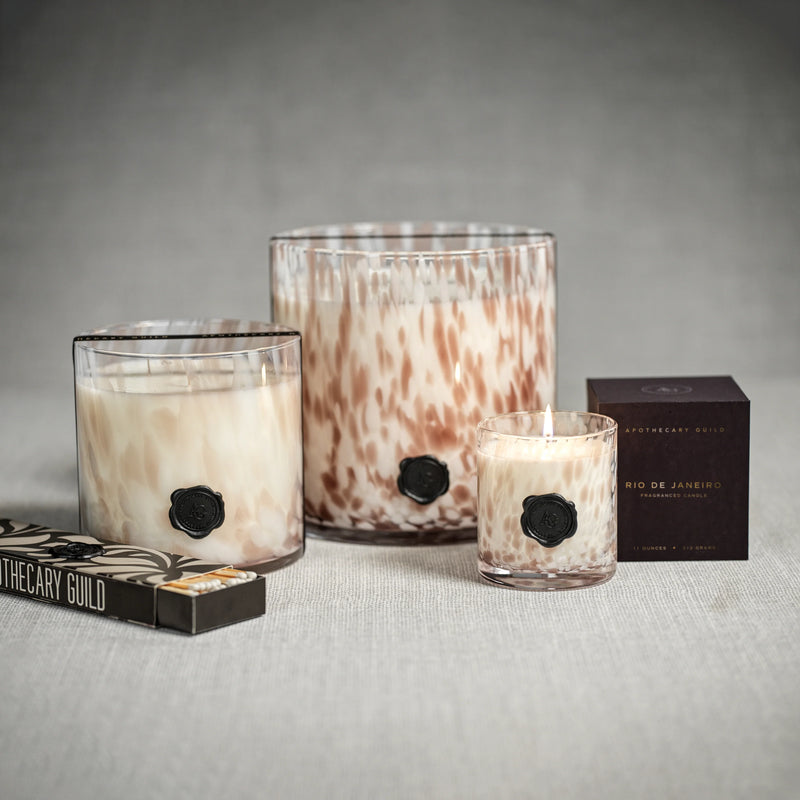 Opal Glass Five-Wick Candle Jar White & Taupe/Rio de Janeiro (Set of 2)