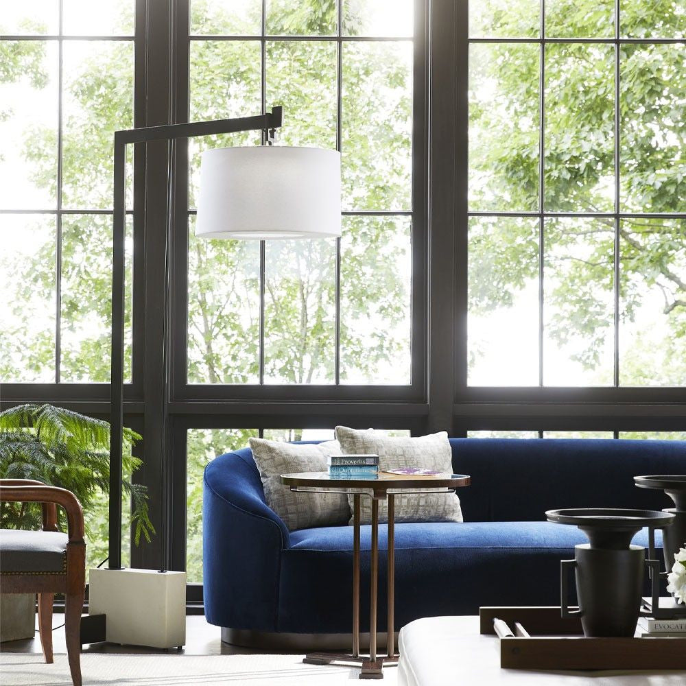 Emilee 108" Indigo Velvet with Dark Walnut Sofa