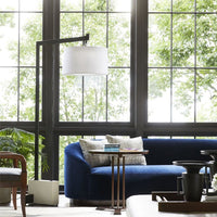 Emilee 108" Indigo Velvet with Dark Walnut Sofa