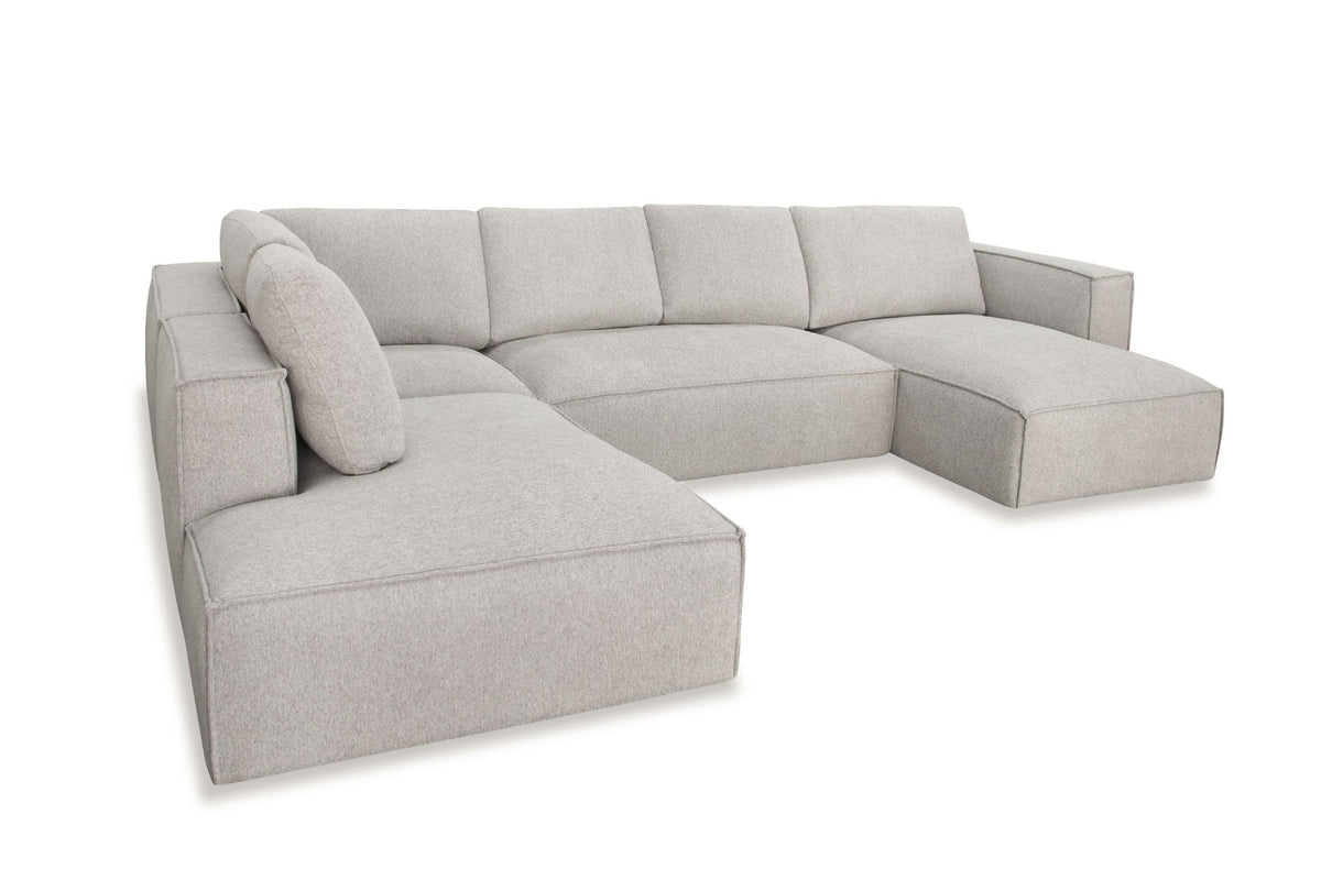 Luce Modern Light Grey Fabric Sectional Sofa W/ Right Facing Chaise