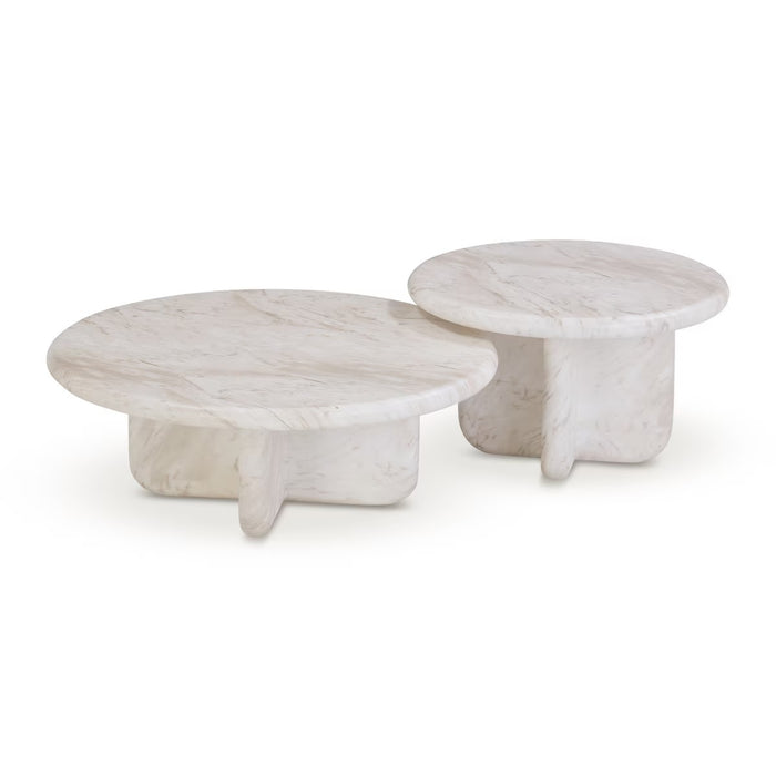 Juju Nesting Marble Round Coffee Table Set (Indoor or Outdoor)